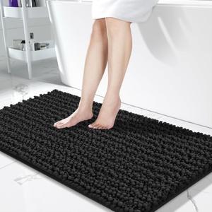 Yimobra Long Bathroom Rug Mat, 44 X 24, Non Slip Soft Absorbent Water, Machine Washable Quick Dry, Thick Modern Bathroom Bedroom, Bath Mat for Bathroom Floor, Home Decor Accessories, Black
