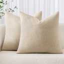 MIULEE Pack of 2 Decorative Throw Pillow Covers Soft Throw Pillows Solid Textured Cushion Covers Home Decor for Couch Sofa Bedroom Living Room 20x20 Inch, Beige Cement
