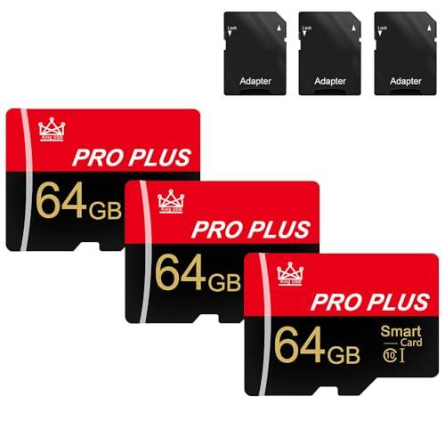 2 Pack Memory Card 64GB with Adapter, High Speed TF Card, UHS-I C10 A1 Memory TF Card for Tablet/Mobile Phone/Camera/Car Audio/Game Console (64GB-2 Pack)