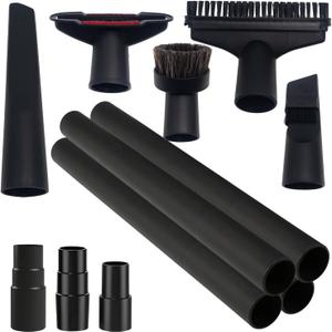 Universal 1.25 Inch (32MM) Vacuum Brush Attachments plus Extension Tubes & Adapter Kit for Small Shop Vacs Hose 11/4'', 13/8'' & 11/2''  Vacuum Extension Wand & Accessories for Small Shop Vac