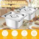 10 Set Stainless Steel Hotel Pans with Lids 1/6 Size 4 Inch Deep Steam Table Pans Food Containers Catering Food Storage Metal Pan Lid Anti-Jam Steam Pan Cover for Commercial Restaurant Hotel Buffet