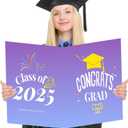 Graduation Guest Book 2025 Purple, Large Graduation Card, Jumbo Class of 2025 Party Congrats Grad Card with Envelope, Oversize 19.7 x 12.6 inch Giant Grad Guest Book for High School College Party Decorations