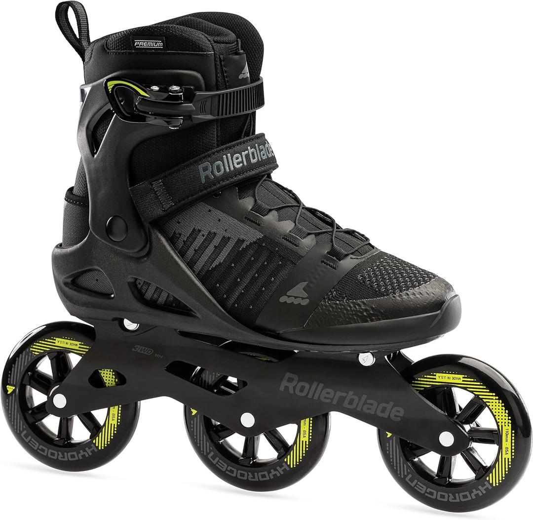 Rollerblade Macroblade 110 3WD Men's Adult Fitness Inline Skate, Black and Lime, Performance Inline Skates