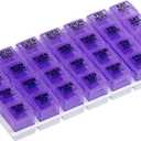 Ezy Dose Weekly (7-Day) Pill Organizer, Vitamin and Medicine Box, Large Pop-Out Compartments, 4 Times a Day, Purple