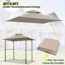 OLILAWN Grill Gazebo Replacement Canopy Roof, 5' x 8' Outdoor BBQ Gazebo Canopy Top Cover, Double Tired Grill Shelter Cover with Durable Polyester Fabric, Fit for Model L-GG001PST-F, Beige