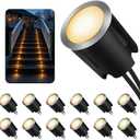 LED Recessed Deck Lights with Protecting Shell, IP68 Waterproof Warm White, 0.6W , Outdoor Landscape Lighting, 12V Low Voltage Deck Lights Kit for Garden Yard Step Riser Stair Decoration, 12 Pack