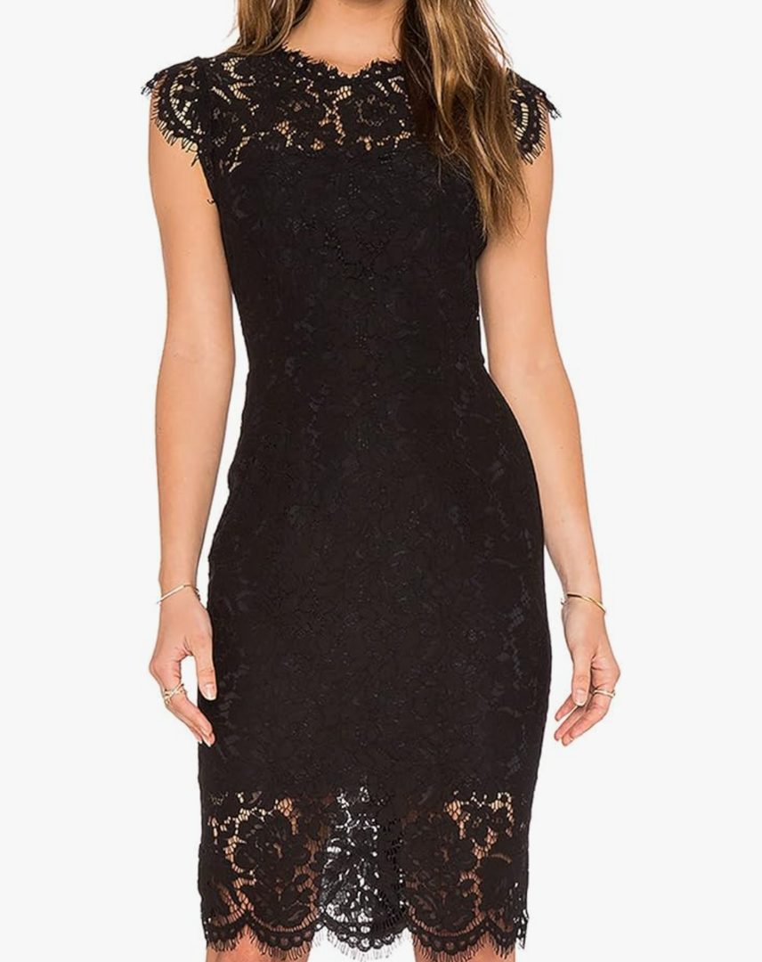 MEROKEETY Women's Sleeveless Lace Floral Elegant Cocktail Dress Crew Neck Knee Length for Party Size S