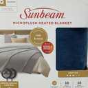 Sunbeam Microplush Queen Electric Heated Blanket with Preheat Feature Two Digital Controller 10-Heat Settings Auto Shut-Off , UL Certified for Safety, Legion Blue, King