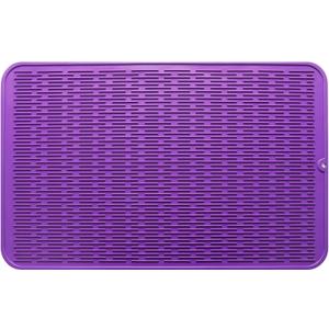 Silicone Dish Drying Mat for Multiple Usage,Easy clean,Eco-friendly,Heat-resistant Silicone Mat for Kitchen Counter or Sink,Refrigerator or Drawer Liner Purple 3XL 28 inches x 18 inches