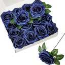 Artificial Flowers Navy Blue Fake Rose Silk Rose 16 Pcs Real Looking Fake Flowers with Stems for DIY Wedding Bouquets Party Tables Centerpieces Floral Arrangements Festival Decoration