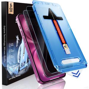 MAGIC JOHN 2 Pack for iPhone 16 Plus 6.7 inch Privacy Tempered Glass Screen Protector, Auto Dust-Elimination, Bubble Free, Easy Installation