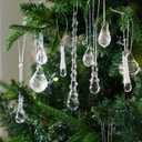 Landical 20 Pack Clear Glass Christmas Ornaments Chandelier Crystals Teardrop Hanging Ornaments Drop Pendant for Christmas Tree Winter Wedding Party Centerpieces Decoration