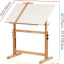 MEEDEN White Board Drafting Table and Stool Set, Height Adjustable Artist Wooden Stool and Craft Table, Tiltable Tabletop of Drawing Desk, Perfect for Writing, Artwork, Artists Studio