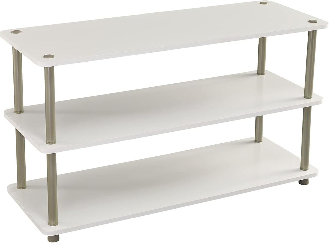 ClosetMaid 3-Tier Shelf Organizer Unit for Shoes, Accessories, Hats, Purses, Bags, in Entryway or Closet, Wood Shelves with Metal Frame, White