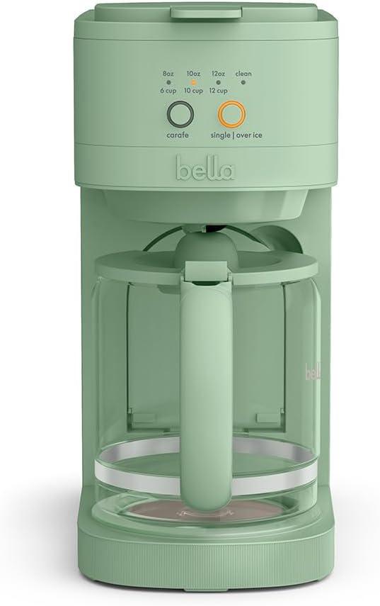 BELLA VersaBrew 2-in1 Coffee Maker, K-Cup compatible, Brew 3 Sizes Carafes & Single Serve Cups, Dishwasher Safe Reusable Filter & Filter Holder, Iced Coffee Function, 60oz Tank, Seaglass