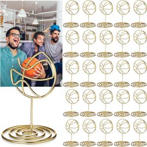 Frienda 24 Pcs 1.97 Inch Basketball Centerpieces for Table Basketball Decoration Picture Holder Party Table Number Holders Card Display Stands for Sports Birthday Party Supplies Gifts