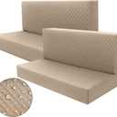 Buryeah 2 Set RV Dinette Cushion Covers Booth Set Furniture Protector for Sofa Seat Camper Car Couch, 2 Backrest and 2 Bench Cover (Khaki)