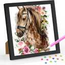 SENQAO Horse Diamond Art Kit for Kids with Frame, Ages 4-8, Easy Gem Art Kit for Home Wall Decor (7.1x7.1 inch)