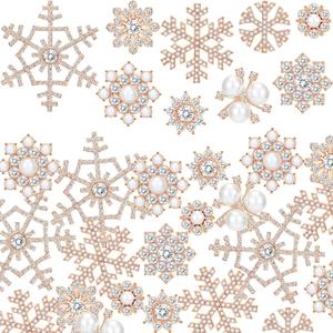 45 Pieces Pearl Rhinestone Buttons Faux Pearl Embellishments Snowflake Brooch Alloy Floral Pendants for Jewelry Making Crafts Clothes Bags Shoes Supplies and Wedding Bouquet, 9 Styles