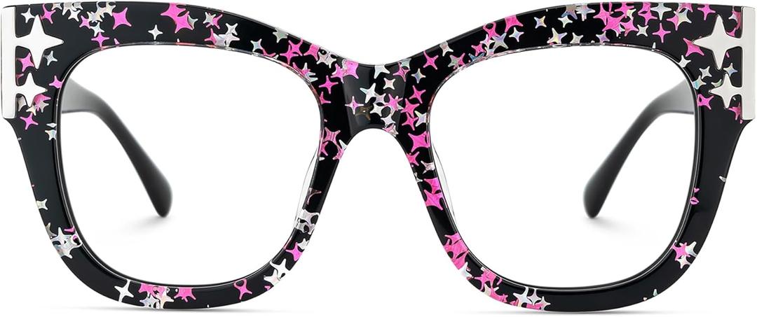 Zeelool Oversized Square Blue Light Glasses Acetate Frame for Women with Star ZJGA151789 Minfia (Blackpink)