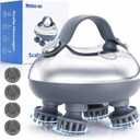 Electric Scalp Massager, Cordless Head Massager with Spa-Like Deep Kneading, Anti-Tangle Hair Care & Face Cleansing, 3 Modes, 8 Silicone Heads, Wellness Gifts for Women & Men, IPX7 Waterproof, USB-C
