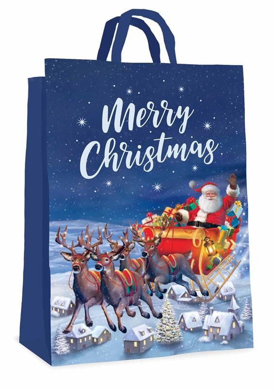 M-sorflly Christmas Gift Bags 9pcs, Reusable Xmas Tote Bags with Handle for Presents, Gifts, Shopping, Party Supplies, Medium Size Wrap Gift Bags Christmas | 3 Colors & Patterns