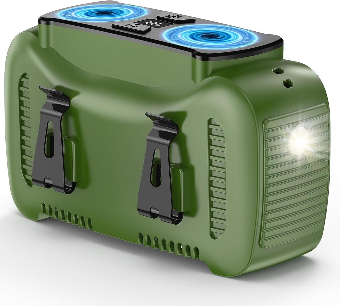 Portable Waist Fan, 32H USB Rechargeable Clip the Waist for Working, 15000mAh Personal Fan with 5 Speeds & Flashlight Neck Hanging Hands-Free for Outdoor Travel