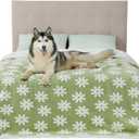 LE SURE Waterproof Blanket for Bed Cute Cozy 3D Jacquard, King（86"x108"）
Dog Blankets for Large Dogs, Pet Aesthetic Gift, Warm Soft Sherpa Throw, Reversible Couch Protector, Flower Garden Green