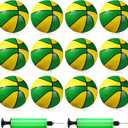 Syhood 12 Pcs Mini Small Basketballs Set with 2 Pumps, 7 x 7 Inches Small Plastic Basketball for Pool, Indoors, Outdoors Game Party Favors (Green Yellow)