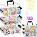 3-Tier Large Capacity Stackable Bead Organizer Box 90 Pcs, Portable Plastic Craft Storage Containers for Jewelry Making, Bracelets, DIY, Nail Art Charms