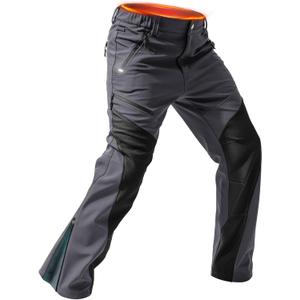 Moosehill Men's Snow Ski Pants Water Resistance Fleece Lined Softshell for Winter Outdoor with Zippered Bottom Legs (32W x 30L, Grey)