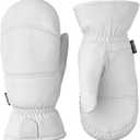 Hestra Winter Ski Gloves: Mens and Womens Leather Box Cold Weather Mittens, Off White, 7