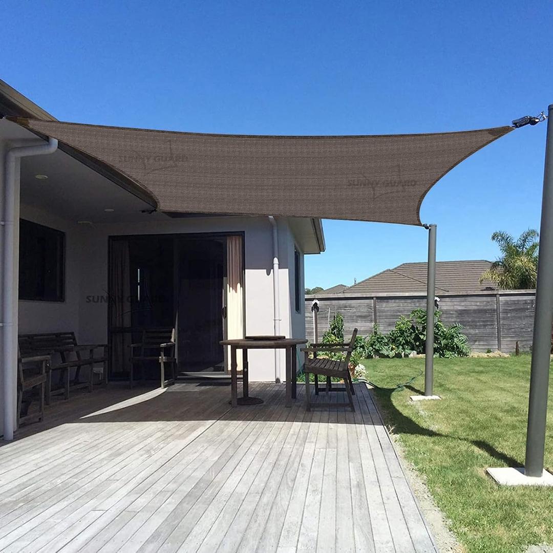 SUNNY GUARD Sun Shade Sail 12'x16' Rectangle Brown UV Block Sunshade for Backyard Yard Deck Patio Garden Outdoor Activities and Facilit
