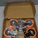 4 inch Stem Caster Wheels 2000lbs, Threaded Stem Casters Set of 4 Heavy Duty,3/8"-16 x 1(Stem Diameter 3/8", Length 1"), Safety Dual Locking Caster, Industrial Castor Wheels for Cart,Furniture, Orange