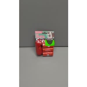 Pet Poop Bag 1 Bag Carrier 7 Refill Rolls 105 Bags (Red)