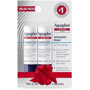 Aquaphor Lip Repair Stick, Moisturizing Lip Balm Pack, Relieves Dryness, Holiday Gifts for Self Care, 0.17 Oz Stick, Pack of 2