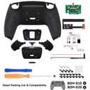 eXtremeRate Black Rubberized Grip Programable Rise 2.0 Remap Kit for PS5 Controller BDM-010 BDM-020 Models, Custom Upgrade Board & Redesigned Back Shell & Back Buttons Set for PS5 Controller