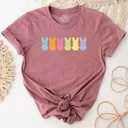 Easter Shirts for Women-Cute Easter Bunny Tee Tops Oh for Peeps Sake Shirt Rabbit Printing Short Sleeves