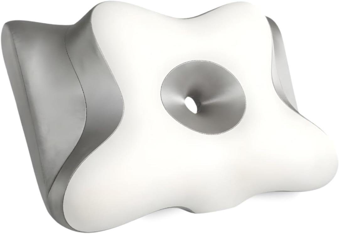 Ergonomic Cervical Neck Pillow for Neck Pain Relief, Side Sleeper Pillow, Orthopedic Pillow, Sleep Apnea Pillow, Cooling Cervical Neck Pillow, Butterfly Contour Pillow with Silk Cover & Travel Bag