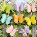 3D Hanging Butterfly Decorations, Colorful Butterfly Birthday Party Decorations, 8 Pcs Paper Butterfly Hanging Decorations with Green Leaf Strings for Girls, Women, Flower Garden Party Decor