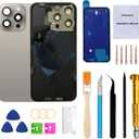 Rear Back Glass Replacement for iPhone 15 Pro Max 6.7-inches with Reparing Tool Kit and All Necessary Parts (Natural Titanium)
