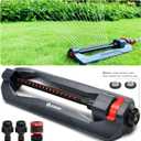 Eden 96213 Essential Turbo Oscillating Water Sprinkler, Covers Up to 3,600 sq. ft., 16 Nozzles, Weighted Base, Adjustable Range, Quick Connect Bundle, Dark Grey, Red, Silver