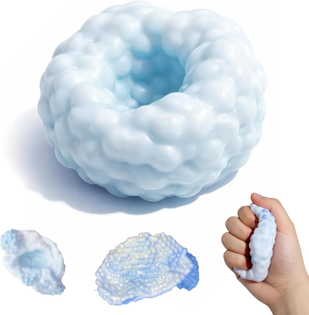 Crunchy Squishy Stress Ball, Crunchy Stress Ball with Beads, ASMR Smoothie Squeeze Toy, Anxiety Relief Fidget Ball for Adults & Kids, Party Favors and Employee Gifts(Blue)
