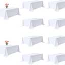 10 Pack White Rectangle Table Cloth 90 x 132 Inch for 6 Foot Tables | Wrinkle Resistant, Washable Rectangular Table Cloth, Polyester Fabric, For Party Banquet Wedding Buffet