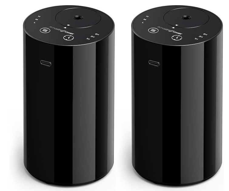Waterless Essential Oil Diffuser, Portable Aromatherapy Diffuser with 20mL Capacity, Battery Operated Mini Scent Diffuser,3 Mist Levels & Timers, Leak-Free, for Home, Car, Office (Black 2 Pack)