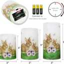 DRomance Easter Bunny Flameless Flickering Candles with 6 Hour Timer, Battery Operated Real Wax White LED Pillar Candles Warm Light Dinner Table Home Decor(3 x 4,5,6 Inches)