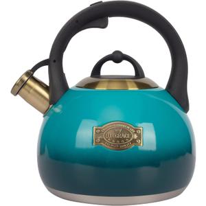 Luxgrace Tea Kettle Stovetop Whistling Kettle Teapot, Food Grade Stainless Steel Teakettle for Stove Top with Heat Proof Ergonomic Handle, 3.1 Quart Tea Pot, Blue