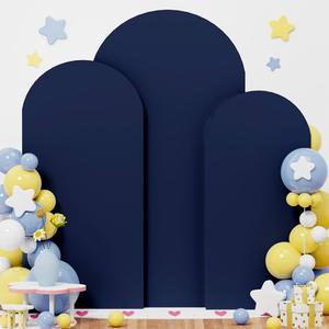OMKSIH Arch Cover Set of 3 Navy Wedding Arch Covers 6FT 6.6FT 7.2FT Spandex Round Top Arch Stand Cover Set for Arch Stand Frame Chiara Arch Backdrop Stands Cover for Birthday Party Decorations