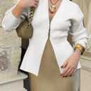 Saodimallsu Womens V Neck Sweater Blazer Peplum Long Sleeve Knit Open Front Split Cardigan Sweaters (White, M)