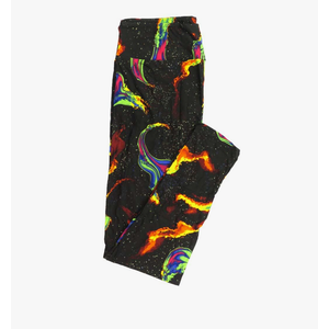 Lularoe Tall Curvy (TC fits Sizes 12-18) Space Flaming Nebula Stars Black Yellow Purple Red Buttery Soft Adult Leggings